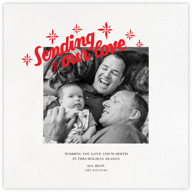 Sending our Love (Square) - Paperless Post - Holiday Photo Cards 