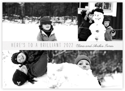 Four Photo Title Card - Ivory - Paperless Post - New Year Cards 