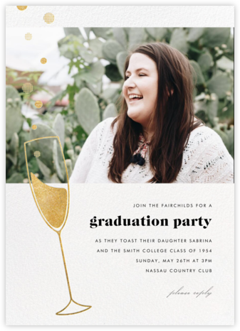 Champagne Bubbles (Photo) - Gold - Paperless Post - Graduation Party Invitations