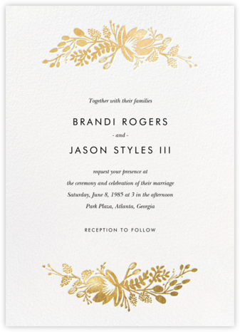Floral Silhouette (Invitation) - White/Gold - Rifle Paper Co. - Romantic wedding invitations 