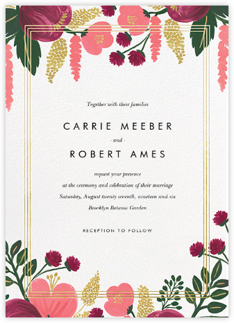 Raspberry Floral (Invitation) - Gold - Rifle Paper Co. - Romantic wedding invitations 