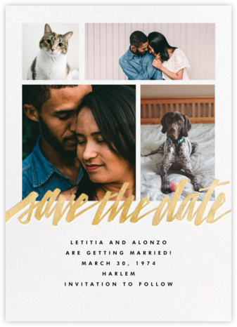 Clarissa (Multi-Photo) - Gold - Paperless Post - Party Save the Dates