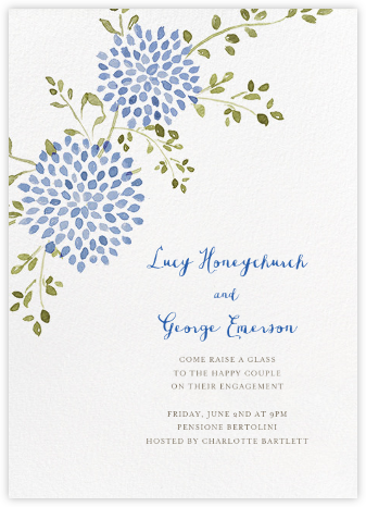Dahlias (Tall) - Blue - Paperless Post - Engagement party invitations 