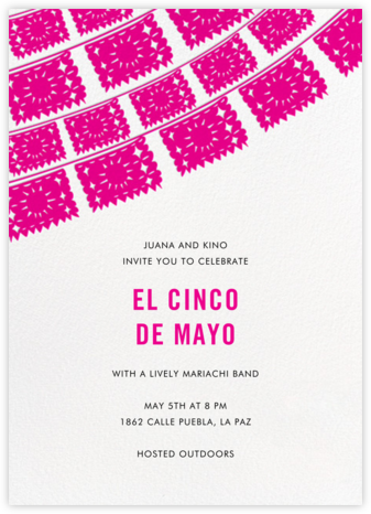 Fiesta Flags - Pink - Linda and Harriett - Cinco de Mayo Invitations