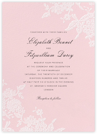 Hydrangea Lace I - Pink - Oscar de la Renta - Romantic wedding invitations 