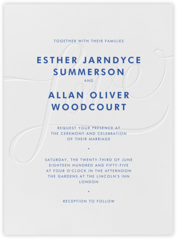 Love Is Grand - Deboss and Regent Blue - Crane & Co. - Romantic wedding invitations 