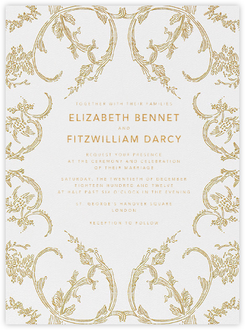 Silk Brocade I - Gold - Oscar de la Renta - Romantic wedding invitations 
