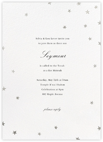 Nightly (Tall) - White/Silver - Paperless Post - Bat and Bar Mitzvah Invitations