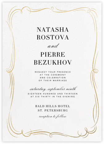 Plume (Tall) - White/Gold - Paperless Post - Romantic wedding invitations 