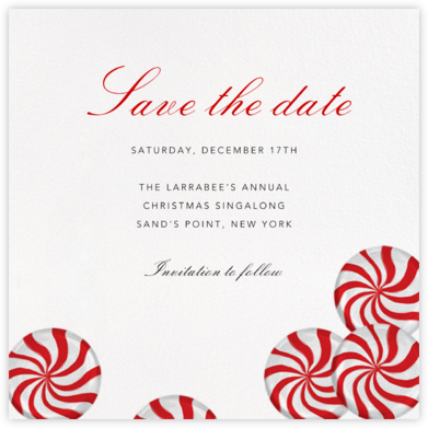 Peppermints on Ivory - Paperless Post - Holiday Save the Dates