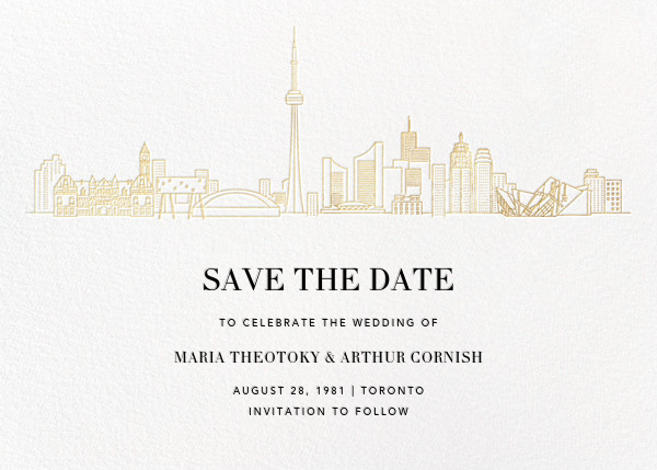 Toronto Skyline View Save The Date White Black Clone Send
