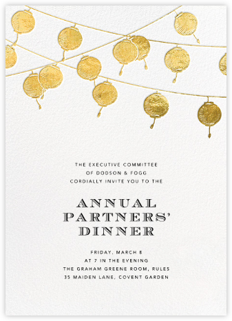 Lanterns - Gold - Paperless Post - Retirement Invitations