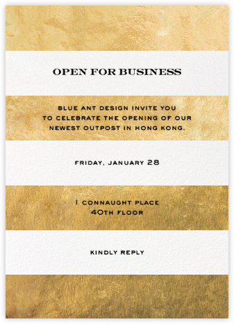 Evergreen Stripes - Gold/White - kate spade new york - Launch Party Invitations