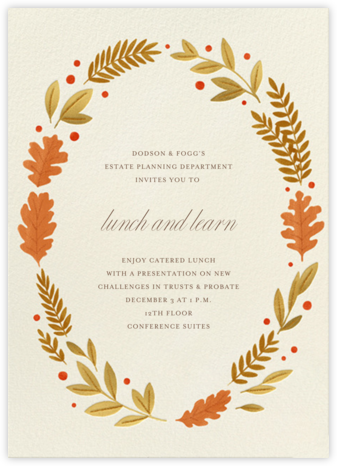 Autumnal Wreath - Paperless Post - Business Dinner Invitations