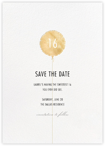 Mylar Balloon - Gold - Paperless Post - Save the date for birthday