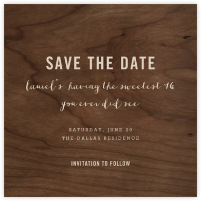 Wood Grain Dark - Square - Paperless Post - Save the date for birthday