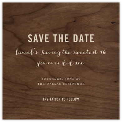 Wood Grain Dark - Square - Paperless Post - Save the date for birthday