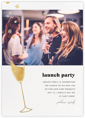 Champagne Bubbles (Photo) - Gold - Paperless Post - Launch Party Invitations