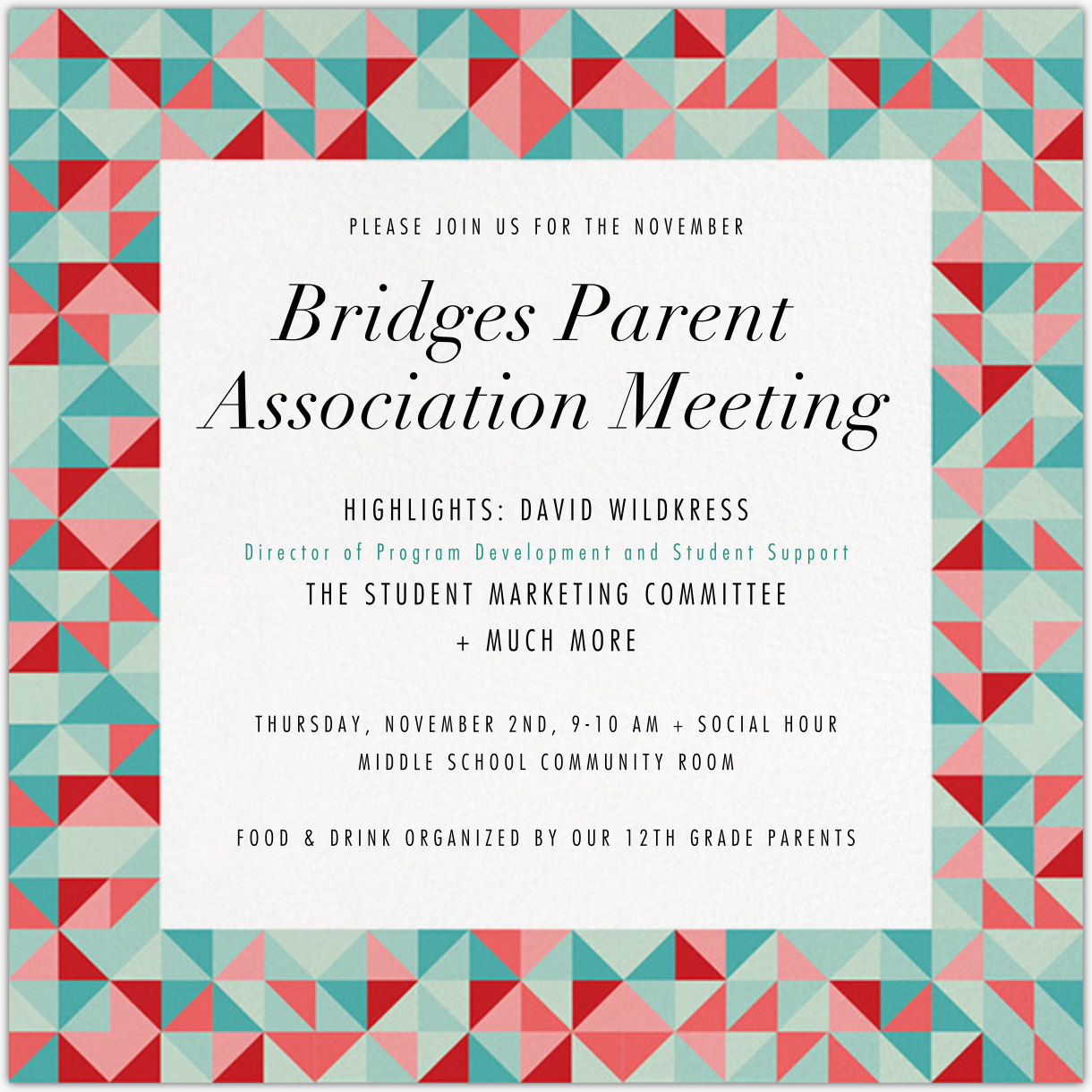 Enable images to view November Parent Association Meeting
