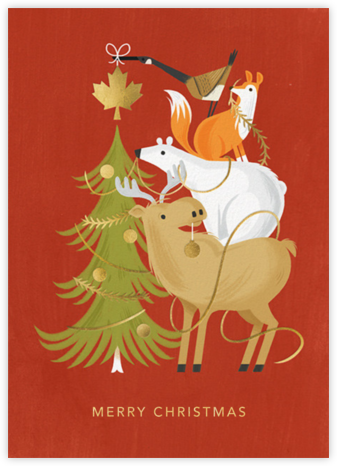 Northern Holiday Helpers - Paperless Post - Animal Wildlife Christmas Cards