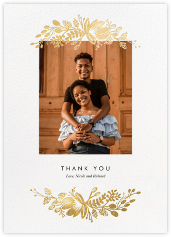 Floral Silhouette (Portrait Photo) - White/Gold - Rifle Paper Co. - Wedding Thank You Cards 