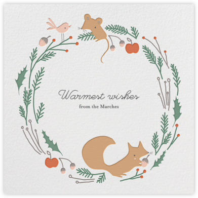 Cheeks Make A Wreath - Little Cube - Animal Wildlife Christmas Cards