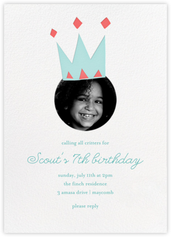 Royal Party (Photo) - Blue - Little Cube - First Birthday Invitations