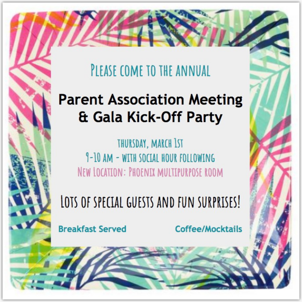 Enable images to view March PA Meeting and Gala Kick-Off Party