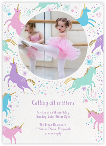 Unicorn Invitations Send Online Instantly Rsvp Tracking