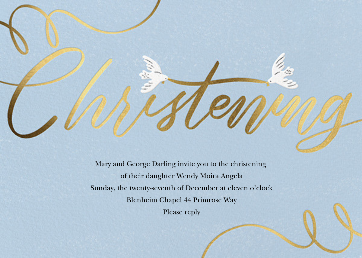 Cursive Christening Send online instantly RSVP tracking