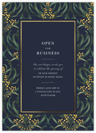 Flowering Mimosa - Navy - Oscar de la Renta - Launch Party Invitations