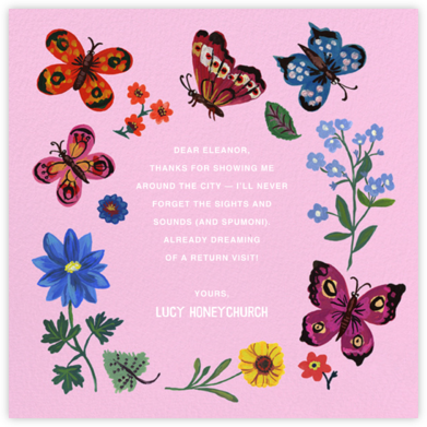 Papillons - Carnation - Nathalie Lété - Online Thank You Cards 