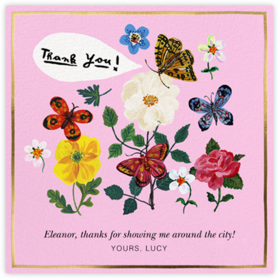 Papillons Dansants - Carnation - Nathalie Lété - Online Thank You Cards 