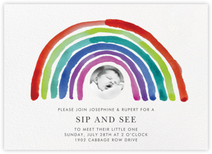 Watercolor Rainbow Photo - Linda and Harriett - Sip and See Invitations