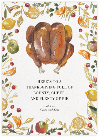 Watercolor Turkey - Paperless Post - Thanksgiving Cards 