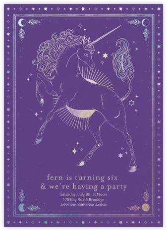 Unicorn Spell - Amethyst - Paperless Post - Unicorn Birthday Invitations
