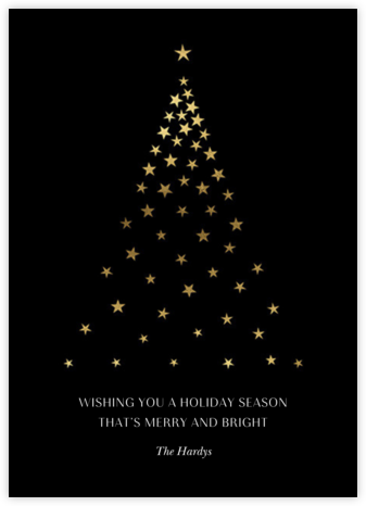 Starry Tree - Black - Paperless Post - Holiday Cards 