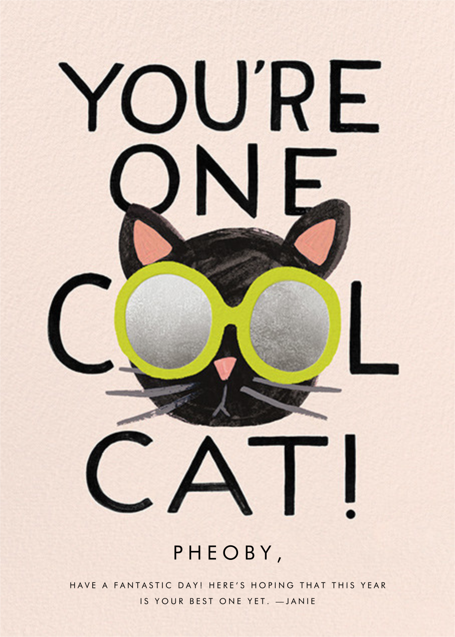 Cool Cat Virtual Birthday Card Send Online Instantly Track Opens