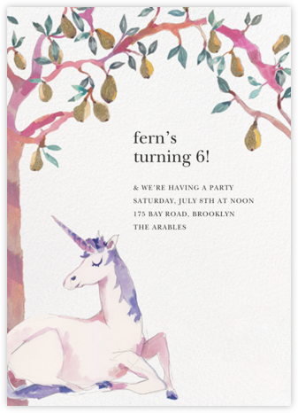 Unicorn Landing - Happy Menocal - Unicorn Birthday Invitations