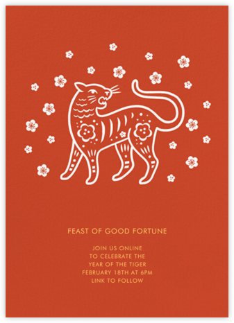 Cherry Blossom Tiger (Invitation) - Paperless Post - Lunar New Year Invitations