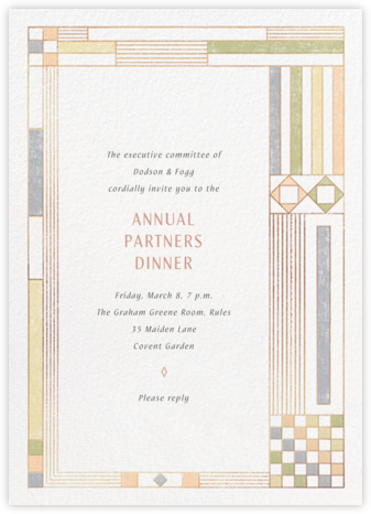 Deco Asymmetry - Pastel - Paperless Post - Dinner Invitations