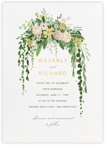Dripping Floral (Invitation) - Moss - Paperless Post - Romantic wedding invitations 
