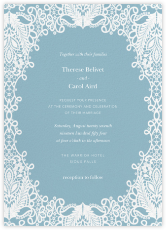 Heirloom Lace (Invitation) - Blue - Oscar de la Renta - Romantic wedding invitations 