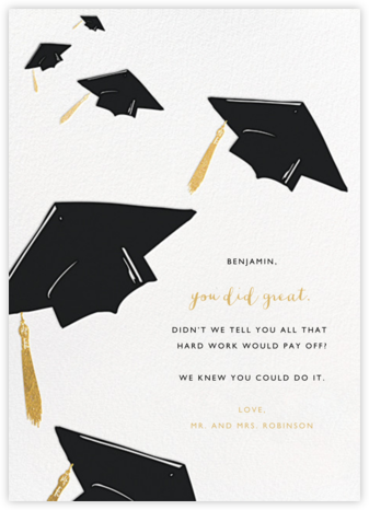 Downpour of Caps - Black - Paperless Post - Graduation Cards