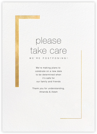 Ando - Gold - Paperless Post - Wedding Postponement Cards