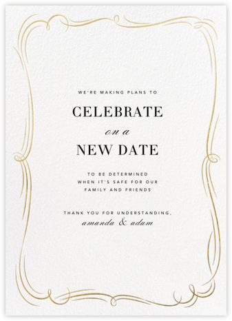 Plume (Tall) - White/Gold - Paperless Post - Wedding Postponement Cards