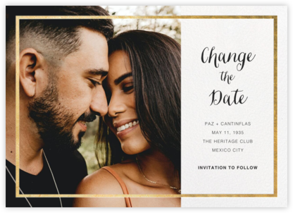 Idylle (Photo New Date) - White/Gold - Paperless Post - Gold Save The Dates