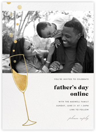 Champagne Bubbles (Photo) - Gold - Paperless Post - Father's Day Invitations