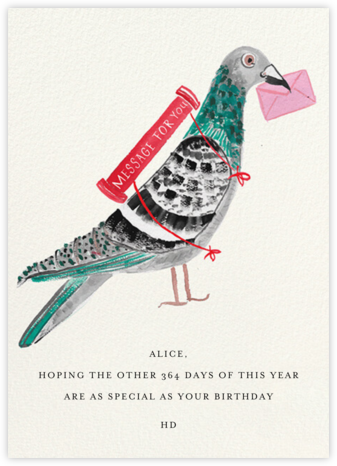 Carrier Pigeon - Mr. Boddington's Studio - Birthday Cards