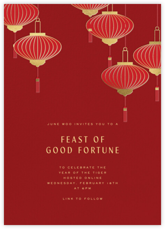 Lantern Tassels - Red - Paperless Post - Lunar New Year Invitations